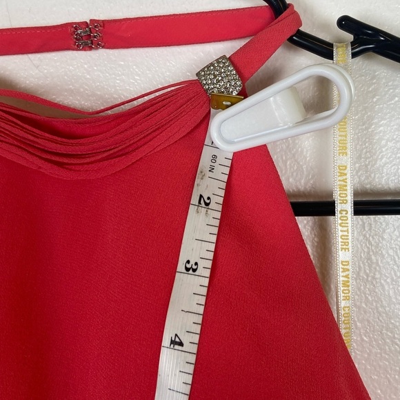 Daymore Couture Silk Layered Midi Dress Sz 10 Pink Halter Neck Rhinestone Fairy - Picture 8 of 9